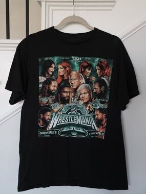 WWE WrestleMania XL 2024 Philadelphia Event T-Shirt Men’s Black Double-Sided